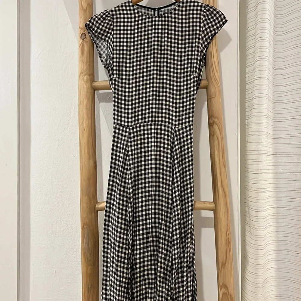 Reformation Black and White Gingham Midi Dress - Picture 4 of 4